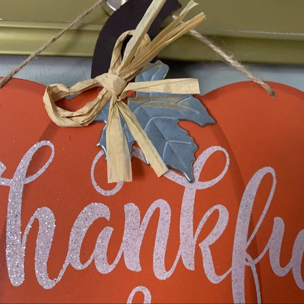 Thankful and Blessed Pumpkin Sign